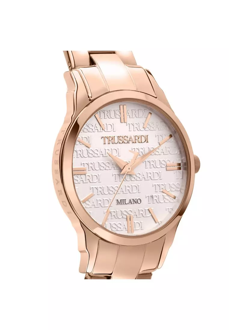 【2 Years Warranty】Trussardi T-Bent 32mm White Silver Dial Ladies Quartz Watch R2453141506
