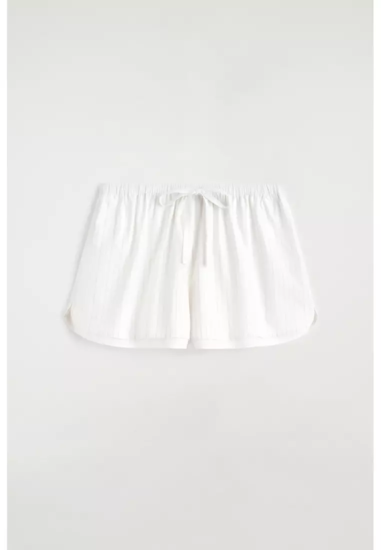 LAYERED DRAWSTRING COTTON-POPLIN SHORTS