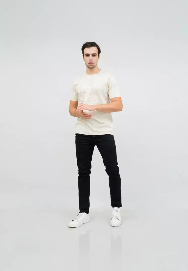 kaos pria lengan pendek ocean beach krim size jumbo houseofcuff