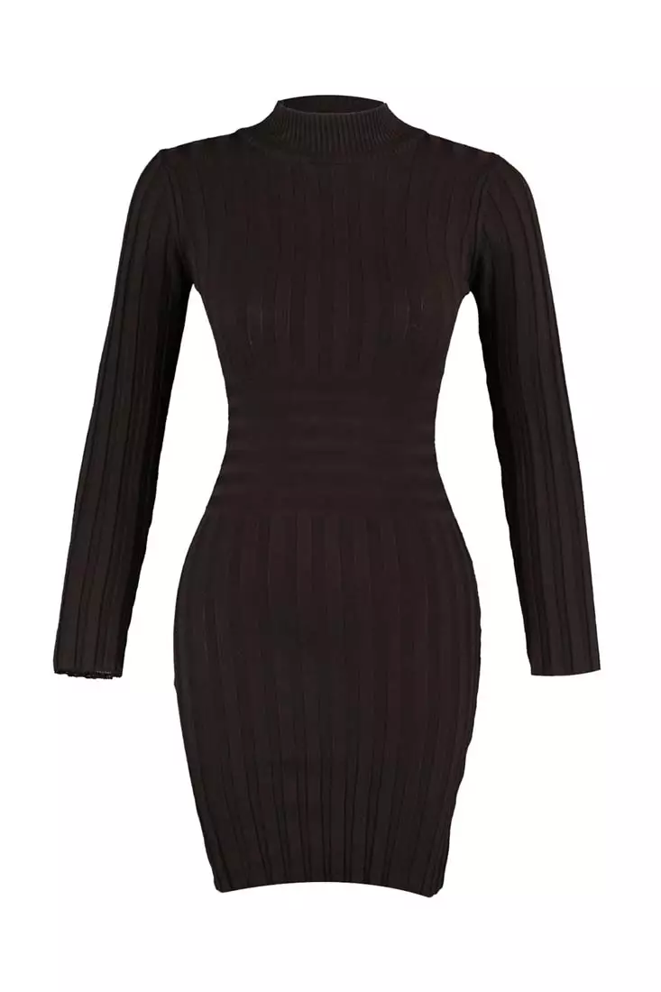 Knit Standing Collar Mini Dress