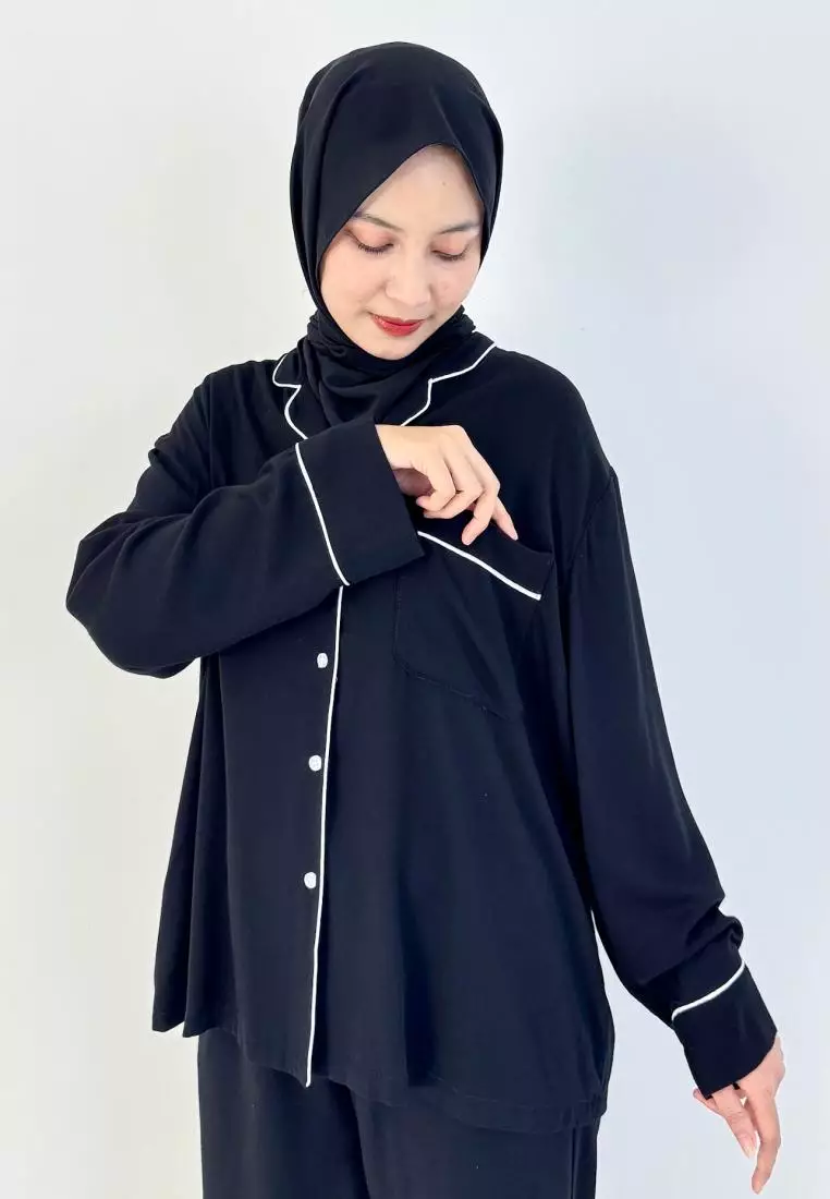 Rara Set (Setelan Piyama Lengan Panjang Wanita) Hitam
