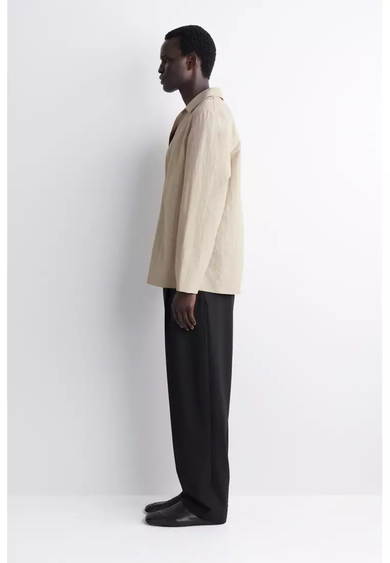 TAILORED OPEN-COLLAR NYLON SHIRT