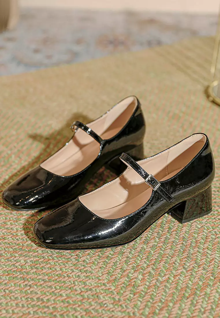 4CM Buckle Strap Patent Leather Mary Jane Shoes TE2010-2