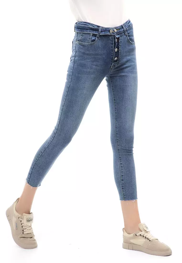 Jourel Celana Panjang Skinny Jeans Wanita 5 Button Staylish Material Denim ORIGINAL - Dark Blue