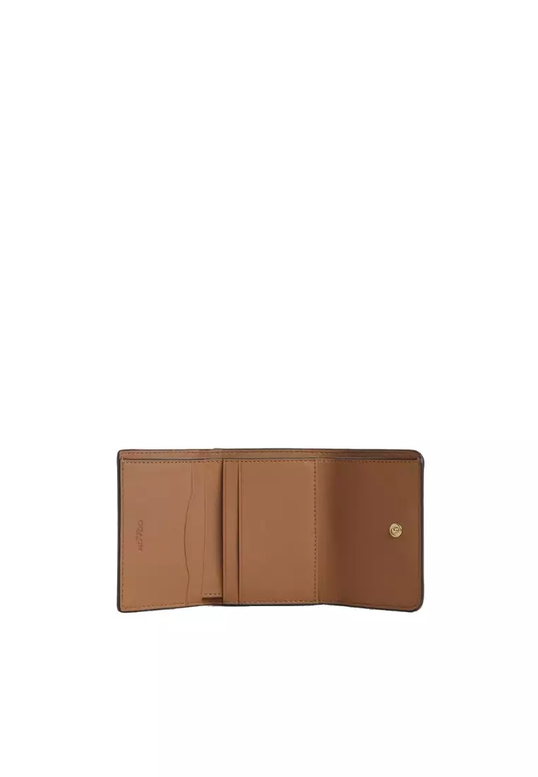 Coach Card Holder Wallet With Floral Print In Sand Multi Cap30
