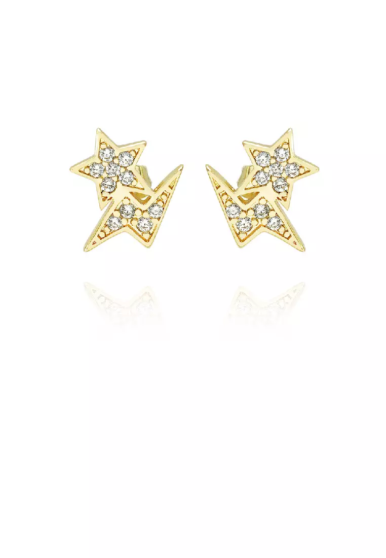 Buy Glamorousky Fashion Simple Plated Gold Star Lightning Stud