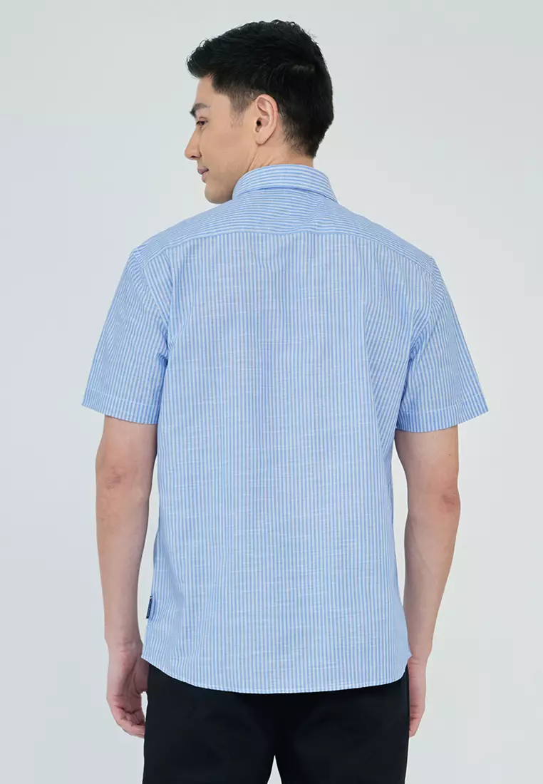 Stripes Button Down Casual Short Sleeve Shirt