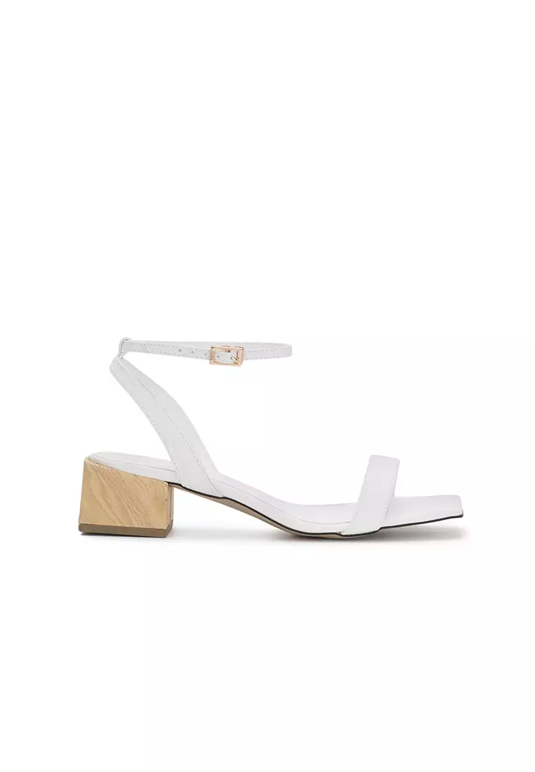 White chunky heels on sale with ankle strap