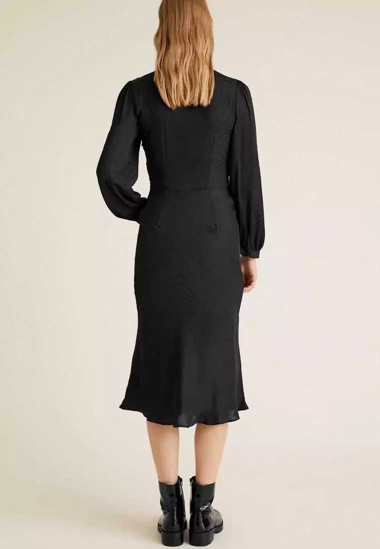 Satin Animal Print Midi Skater Dress