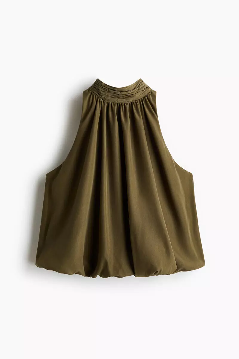 Bubble-hem halterneck top