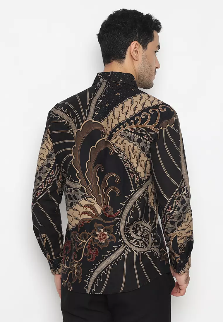 Kemeja Batik Pria Slimfit Brawijaya - Black/Brown