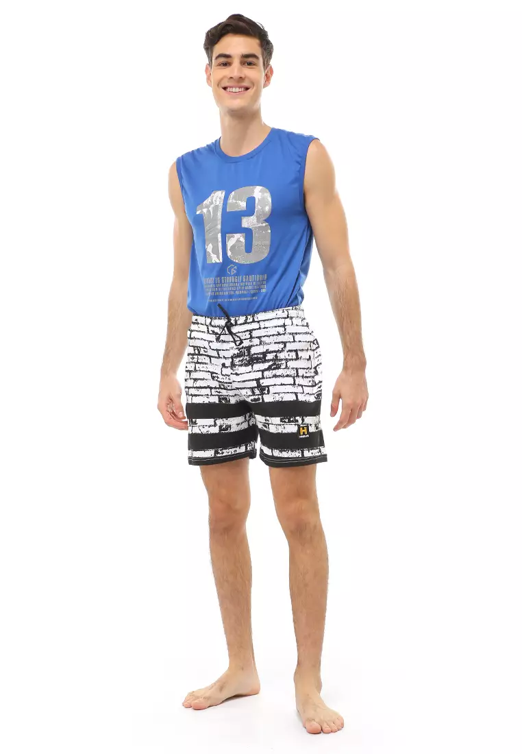 Jaymes Short Pants Celana Dalam Boxer Pria Brick Motive Material Cotton ORIGINAL - Black White
