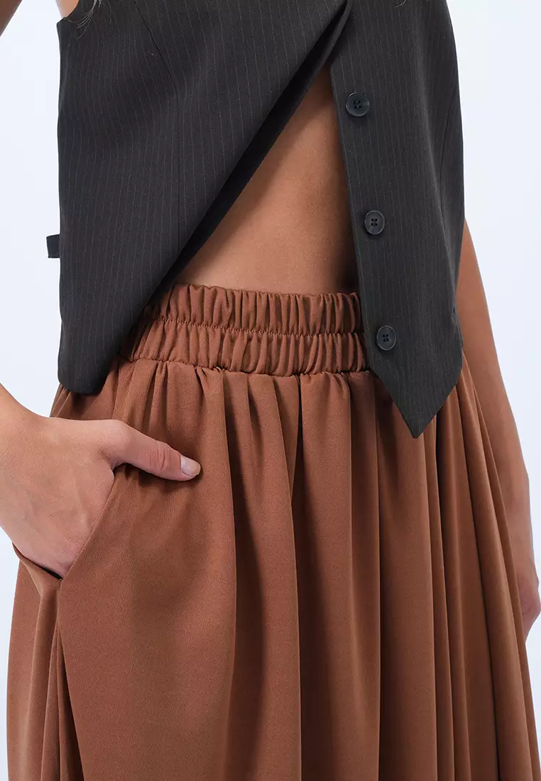 High Waist Bubble Midi Skirt