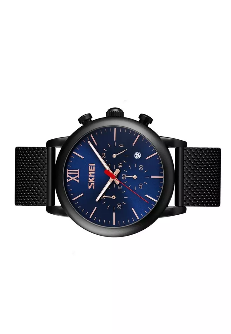 Jam Tangan Casual Analog Pria Strap Tali Material Stainless Steel QM17 ORIGINAL