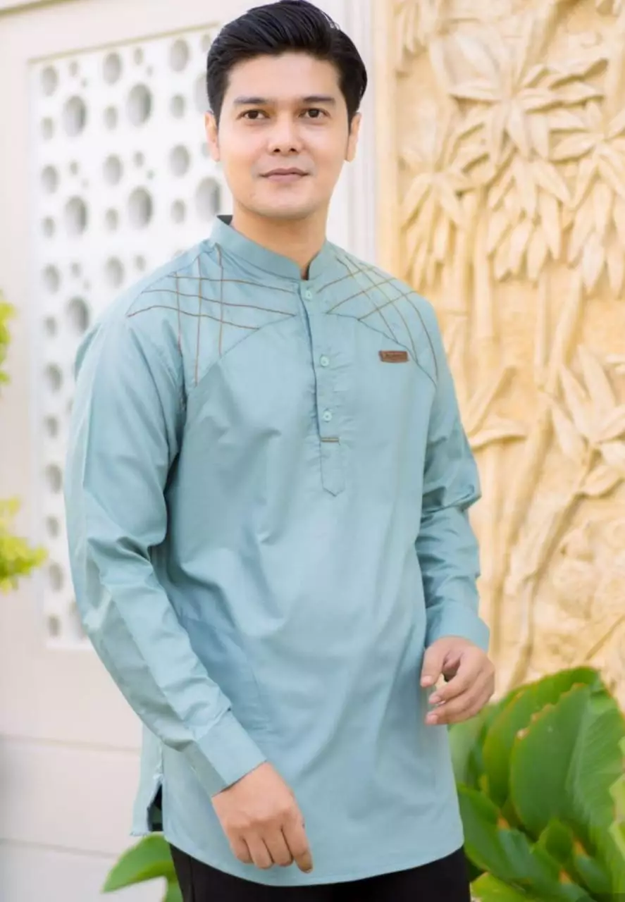 Ramzah Sage Koko Kombinasi Exclusive Pria Casual Modern Lengan Panjang ZA