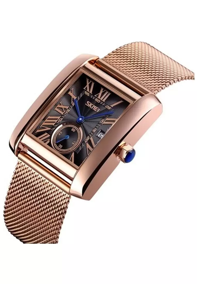 Jam Tangan Casual Analog Pria Water Resistant 30m Strap Tali Material Stainless Steel WQ23 ORIGINAL