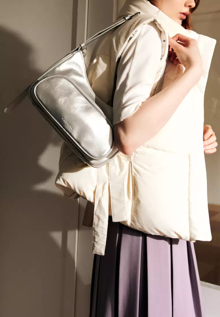 ELLEN Vegan Leather Crossbody Bag Silver