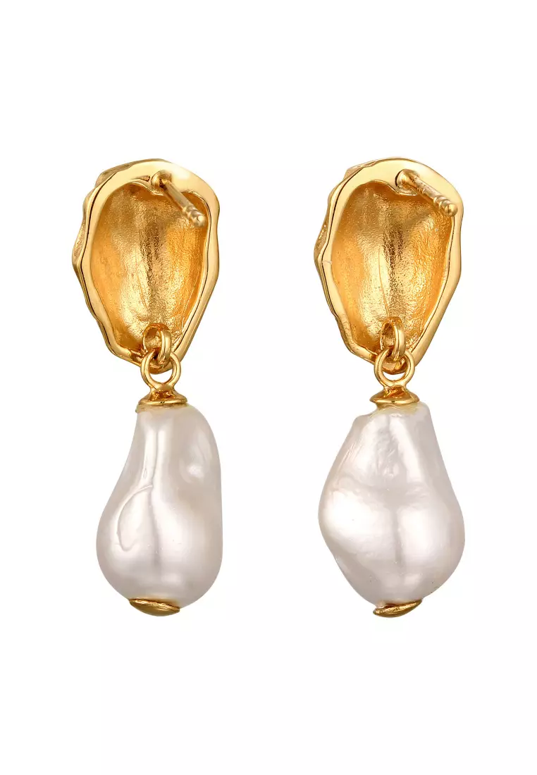 耳环耳钉贝壳珍珠镀白金