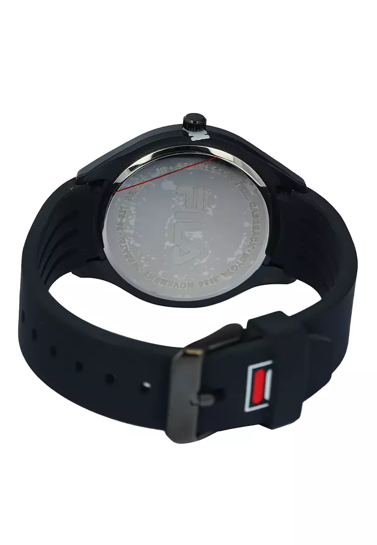 FILA Jam Tangan Analog Unisex - Black Silicon Strap - FL38321-102