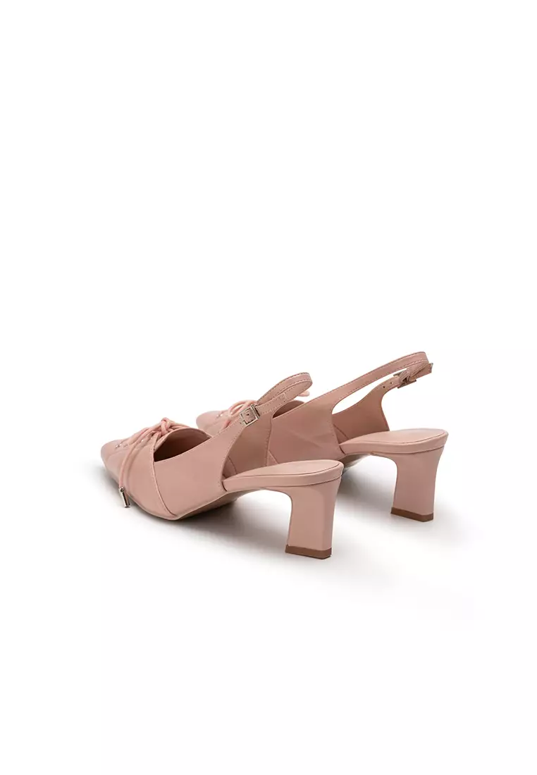 SLINGBACK HEEL PUMP WITH SHOE LACE 尖头绑帶跟鞋