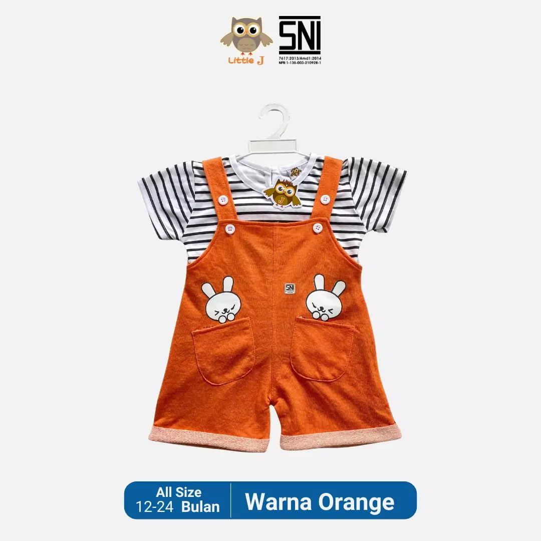 Little J Jumsuit Bayi Jumper Pendek Anak Cewek Romper Baju Kodok Motif Bear SNI Lokal