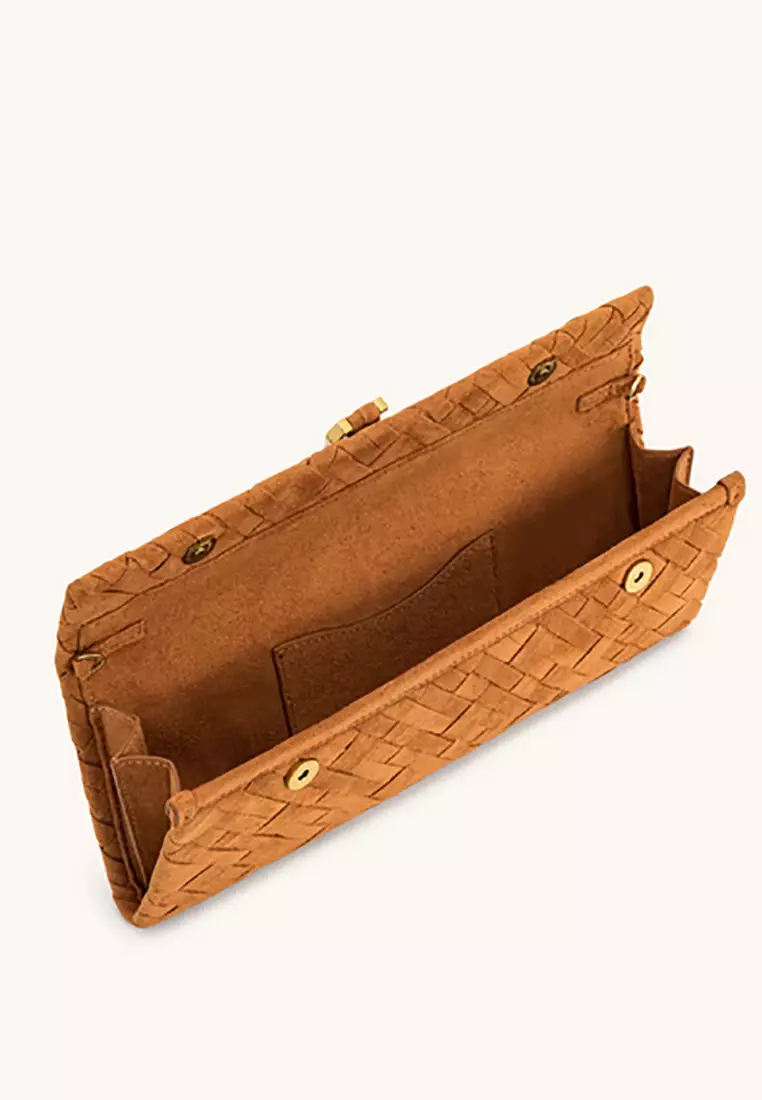 Zaria Woven Clutch - Brown
