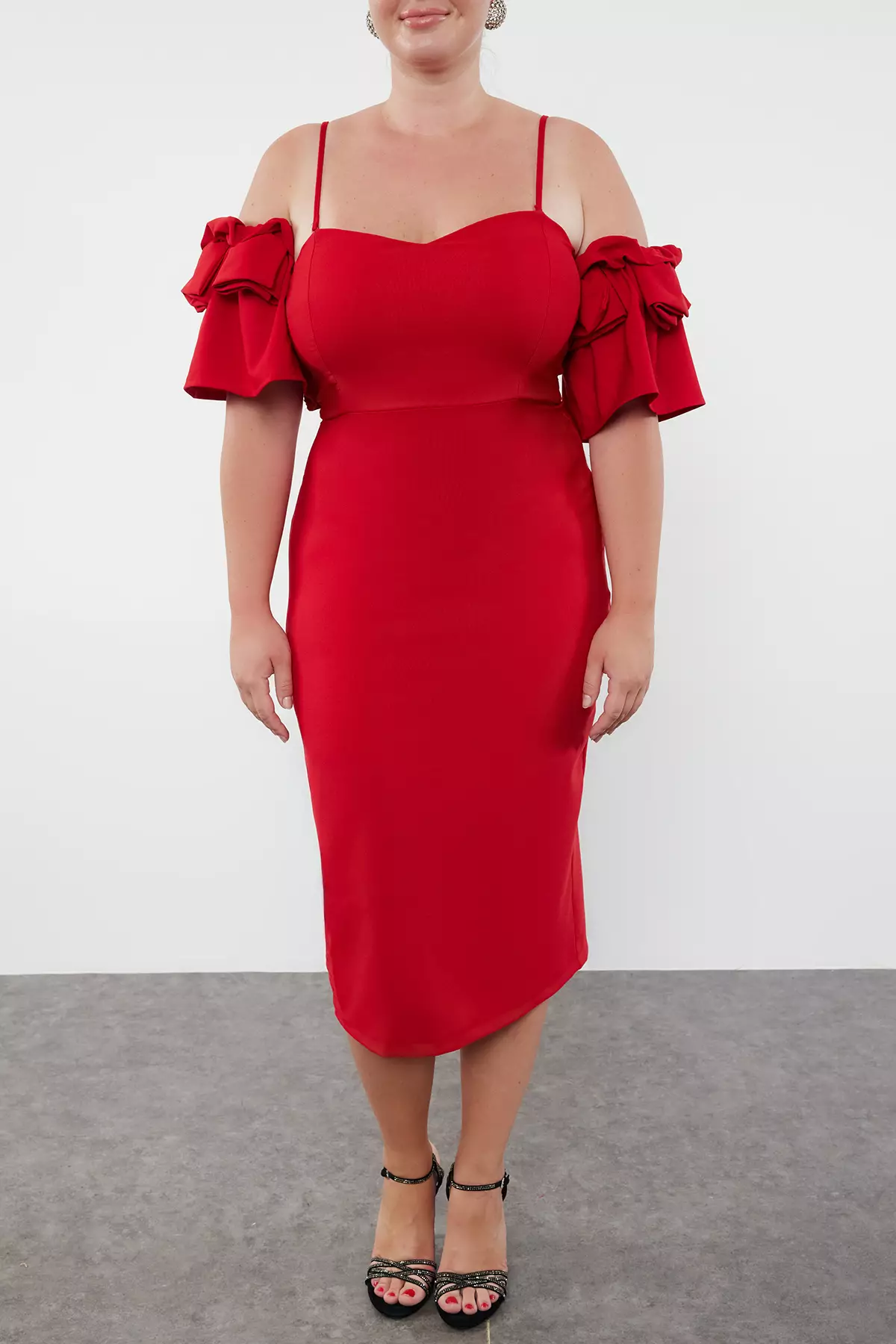 Plus Size Sleeves Detailed Bodycon Dress