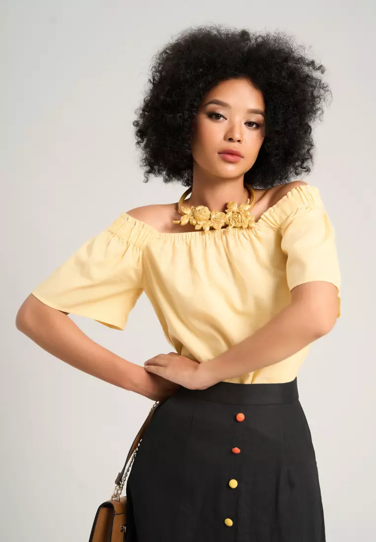 F2 - Fashion and Freedom Lemony Off-Shoulder Top