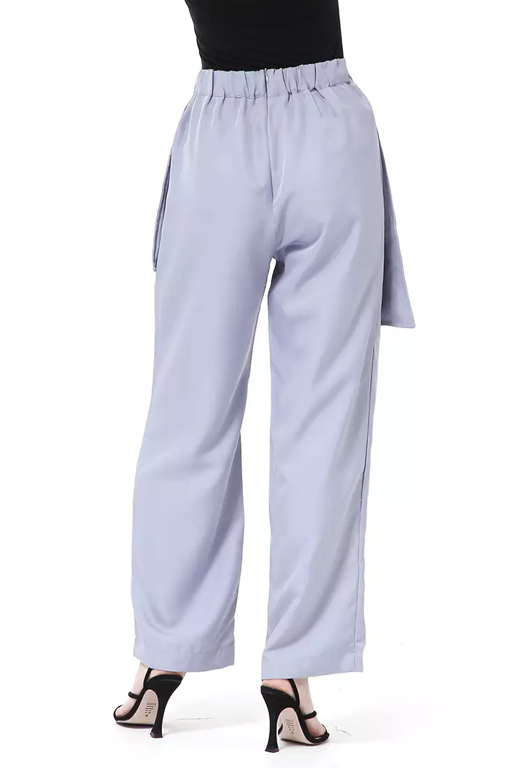 Stella Long Pants Celana Panjang Kasual Wanita Model Pocket Material Cotton ORIGINAL - Silver