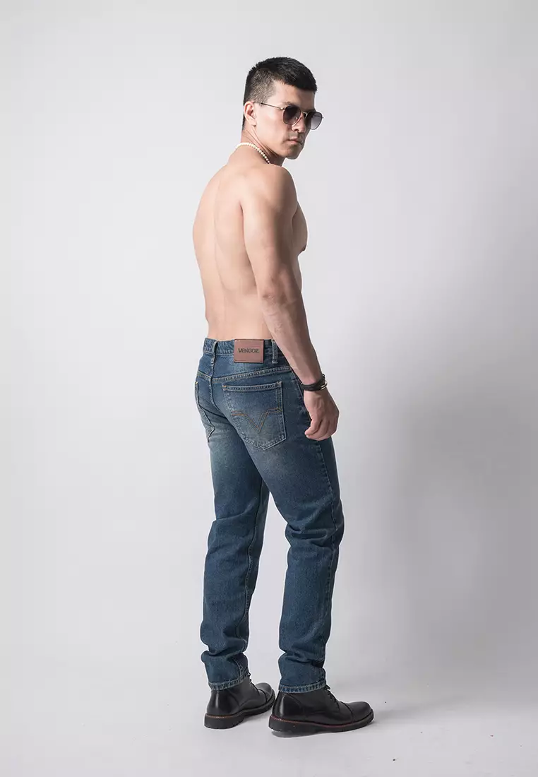 Tapered Fit Jeans Premium Washed Indigo