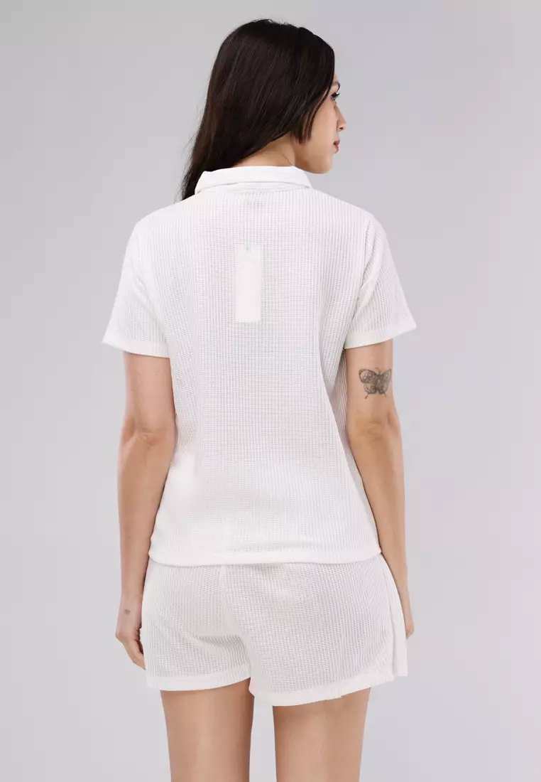 Special Cotton Waffle Knits Terno Blouse & Skort