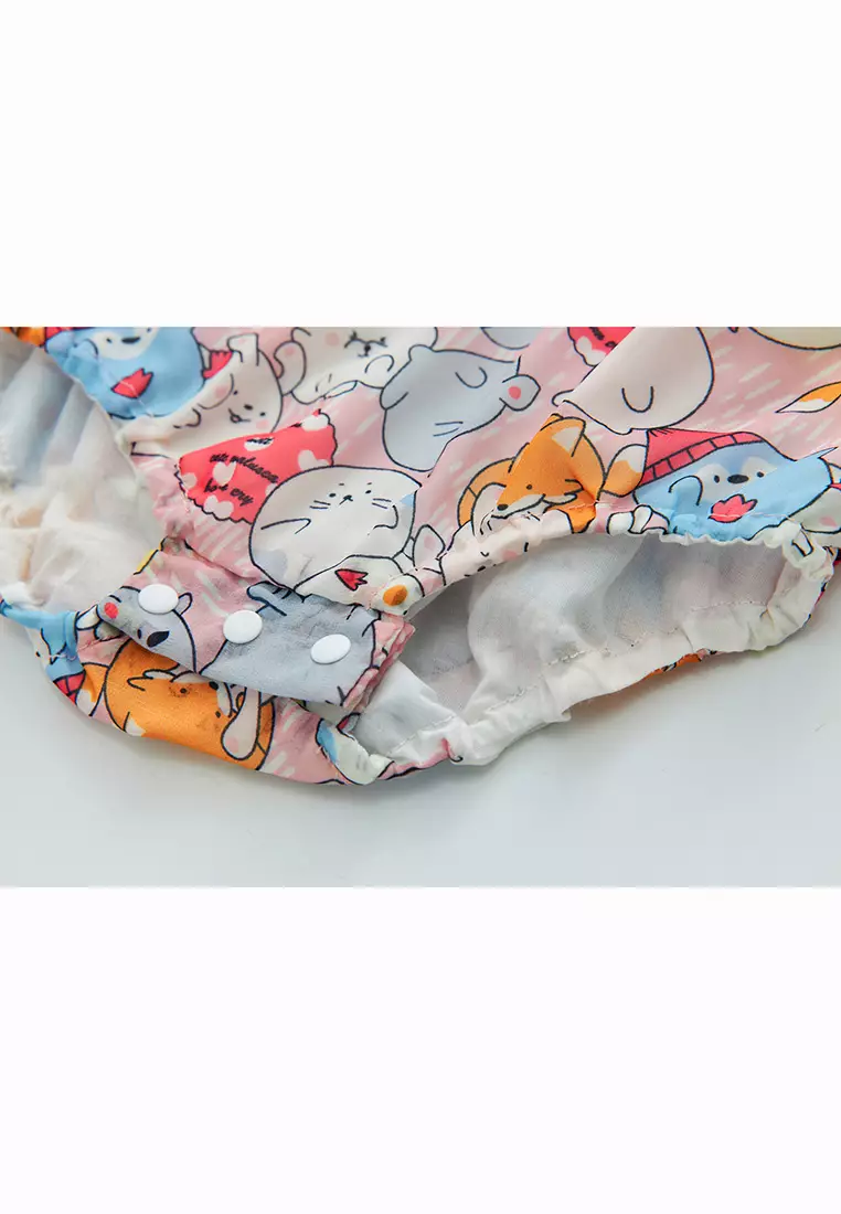 Purrfect Family Paws Baby Girl Pink Cats Cheongsam Bodysuit n Headwrap Set Family Wear 0821