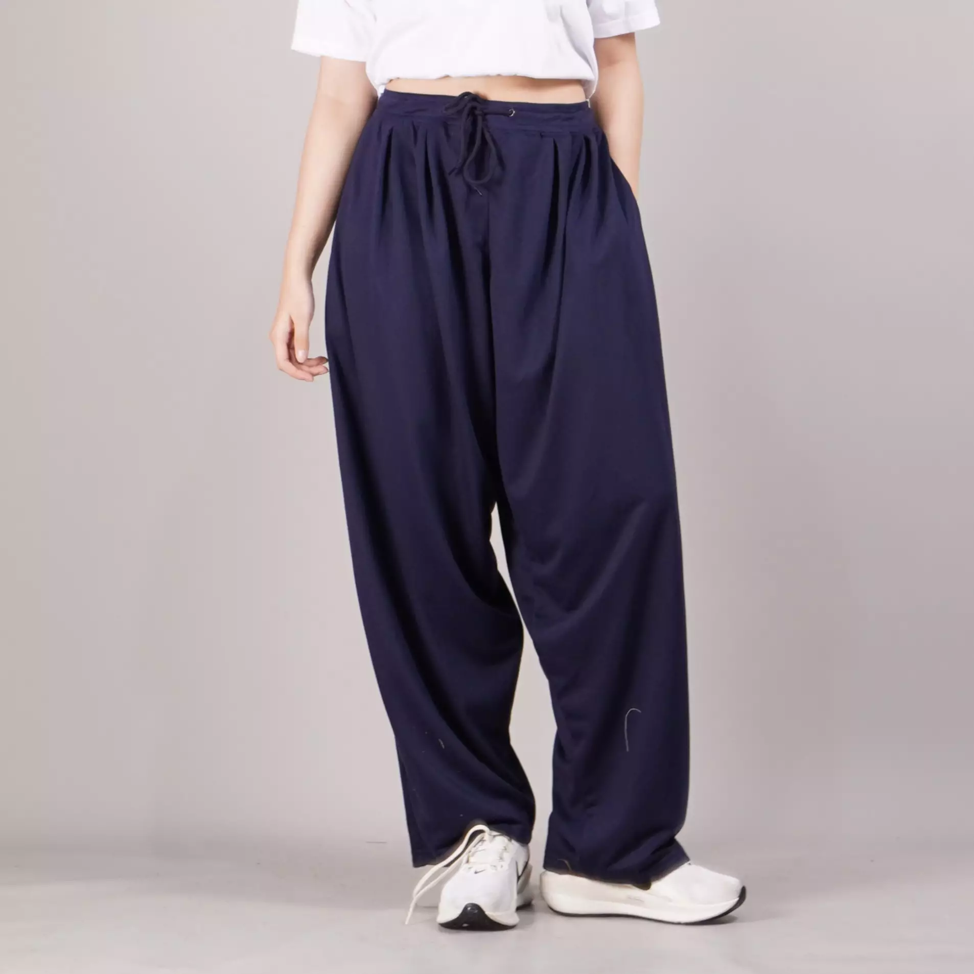 BAGGY PANTS Celana Wide Leg Baggy Pants Celana Kaki Lebar Wanita - NAVY