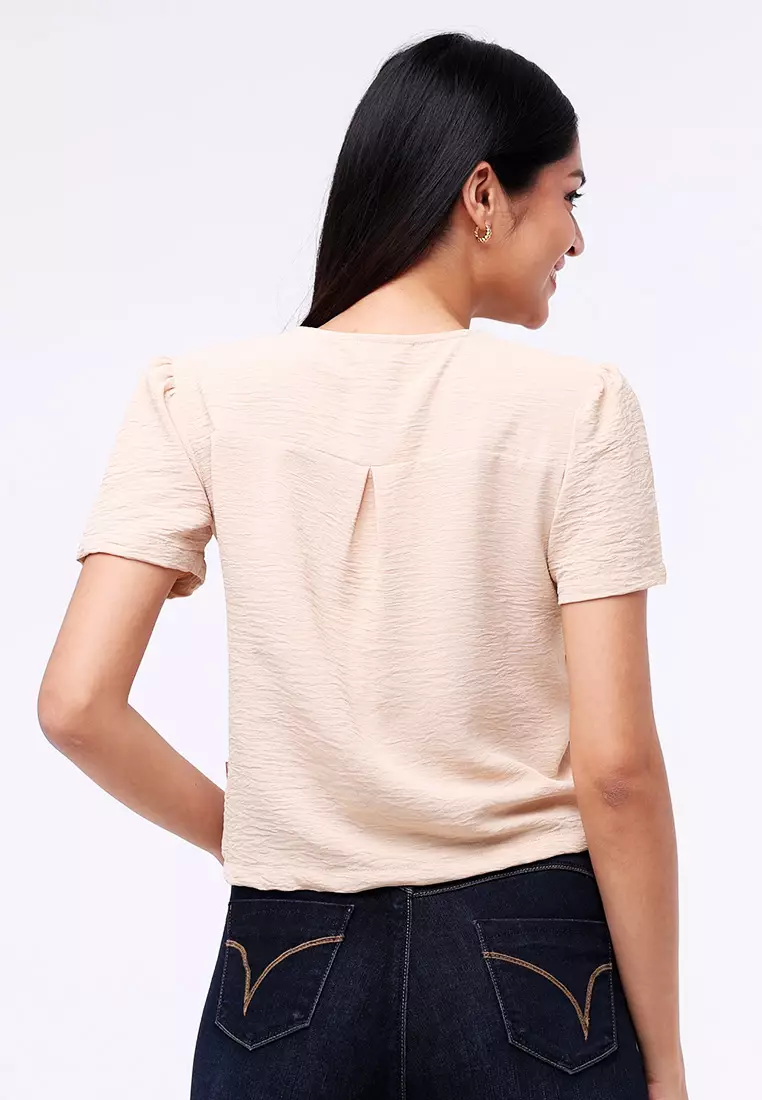 Short Sleeves V-Neck Blouse