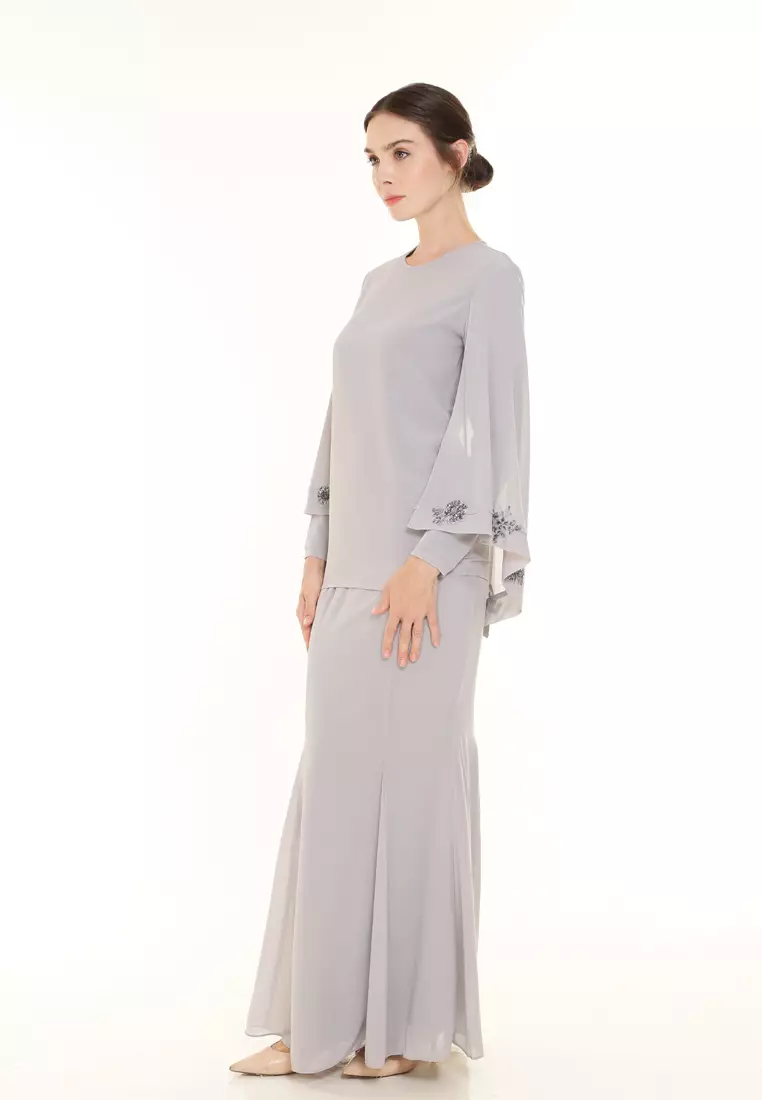 Melody Kurung Modern in Silver Grey
