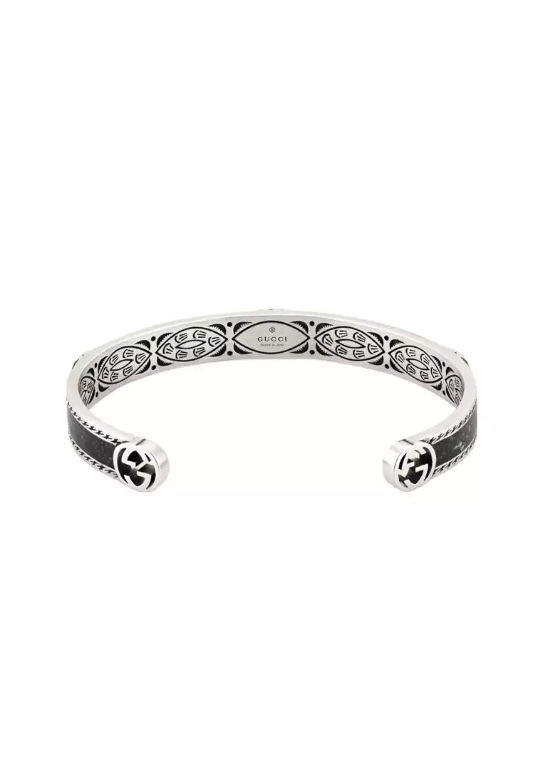 Buy Gucci Interlocking GG Logo Cuff Bracelet in Silver