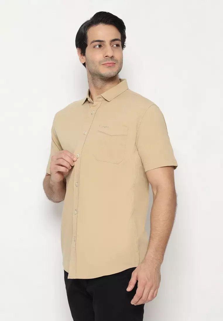 POLICE Kemeja Polos Cotton Slim Fit Pria