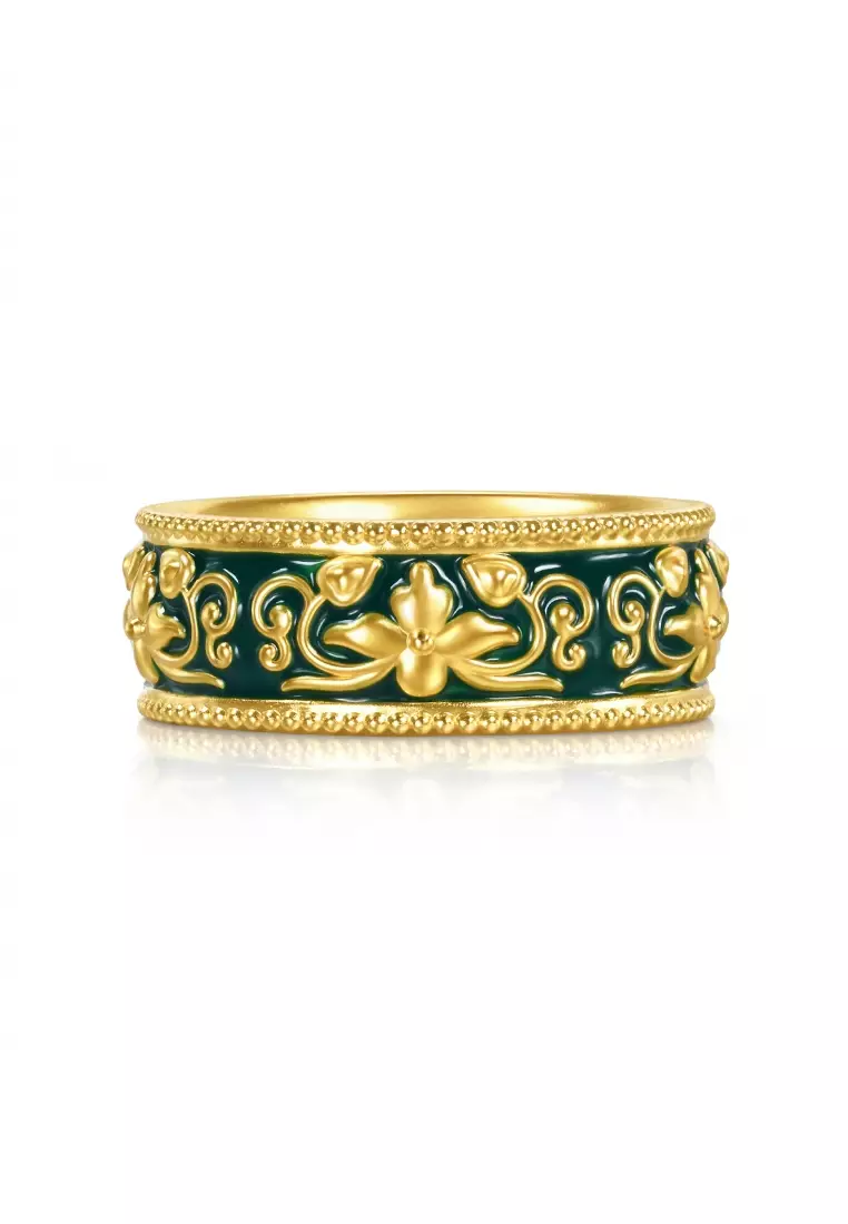 999 Gold Cultural Blessings Ethnic Element  Ring for Women (Size: 17, Diameter 18mm) 95631R