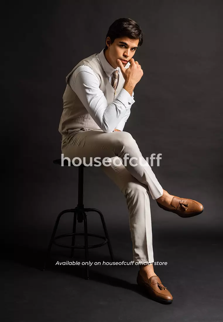 Sepatu kulit pria formal pantofel Tassel loafer coklat houseofcuff