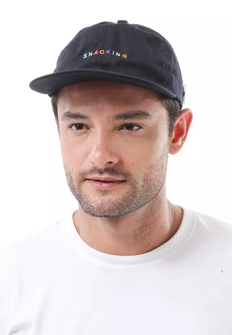 Maxton Topi Baseball Aksesoris Fashion Pria Wanita Motif Snacking Resizable Strap Material Rafel ORIGINAL - Black