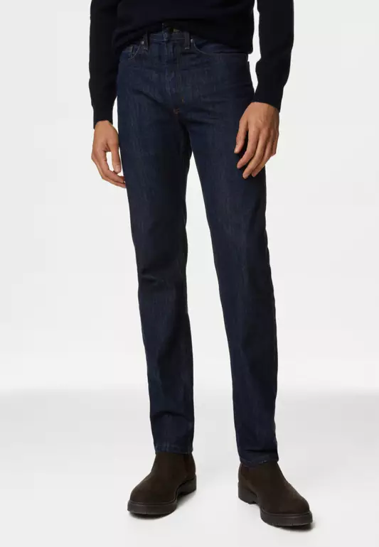 M&S Collection Straight Fit Pure Cotton Jeans