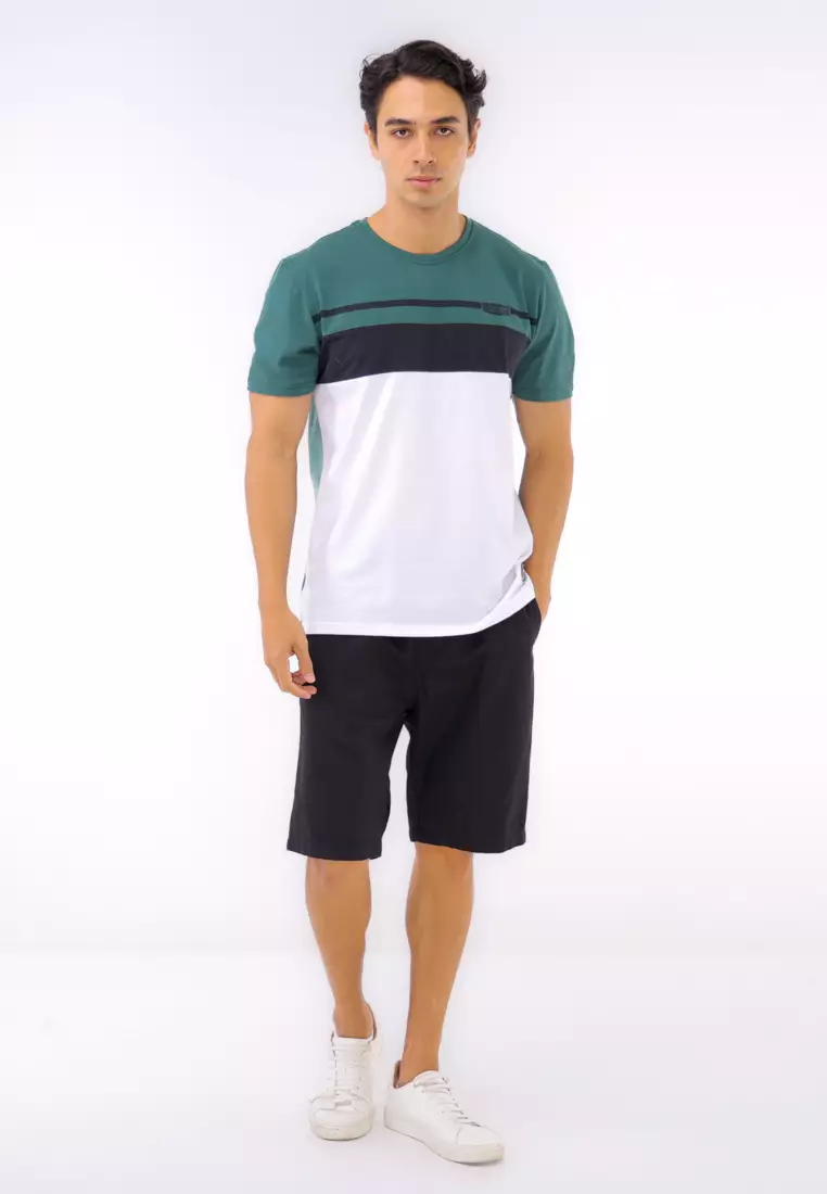 Round Neck Streaky Short Sleeves