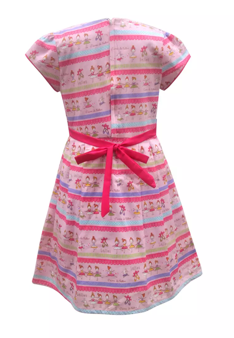 Two Mix Baju Anak Perempuan - Dress Anak Cewek Motif Balerina Bonus Tas Lucu 4162