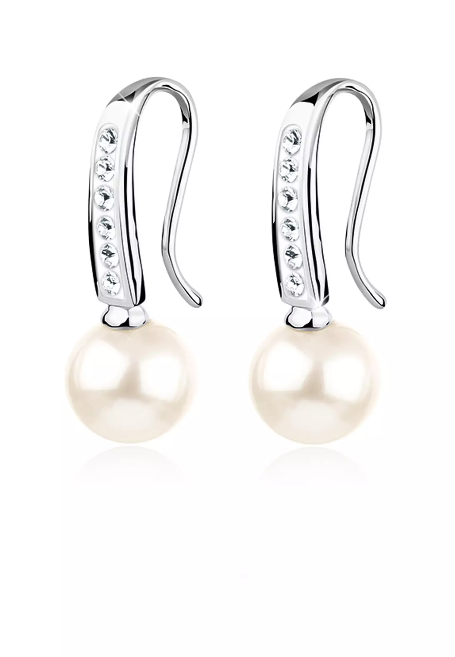Orecchini A Cerchio Elli In Argento 925 Con Cristalli E Perle, Eleganti E Senza Tempo, Regalo Per Lei