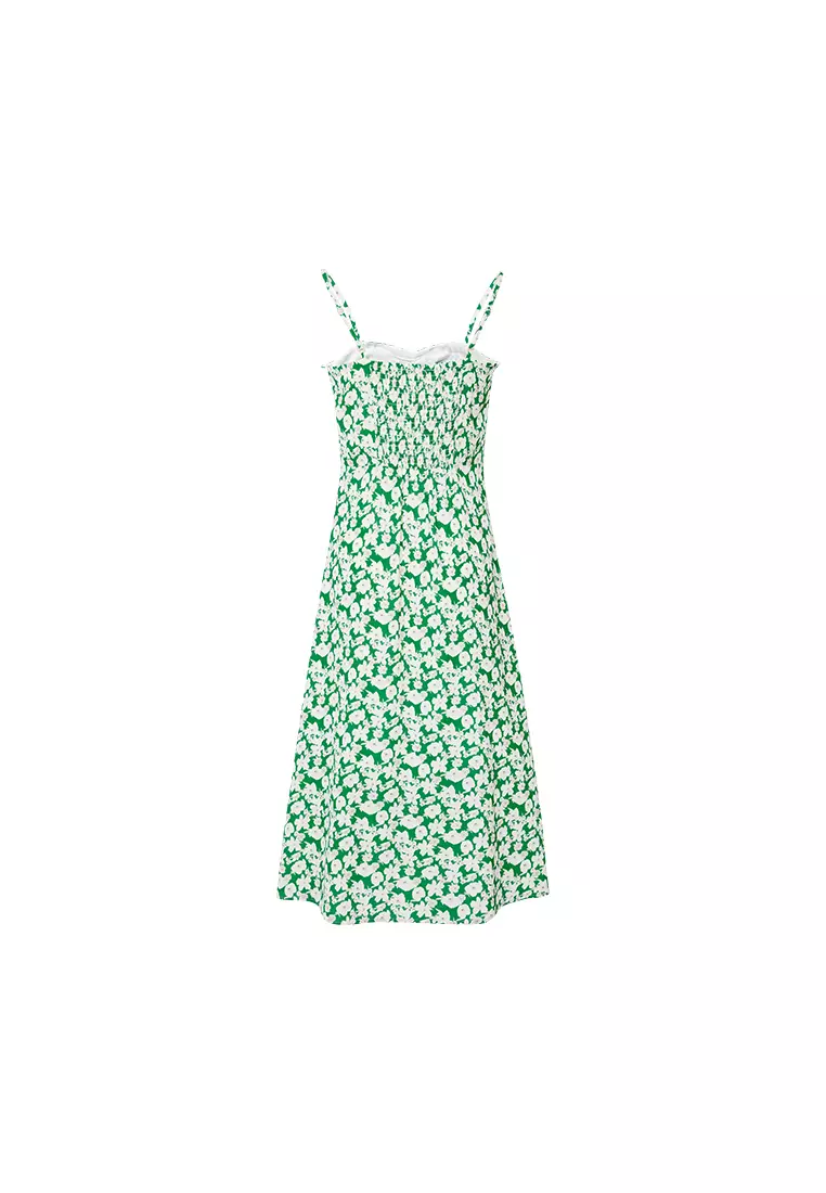 A-Line Fitted Floral Summer Midi Dress