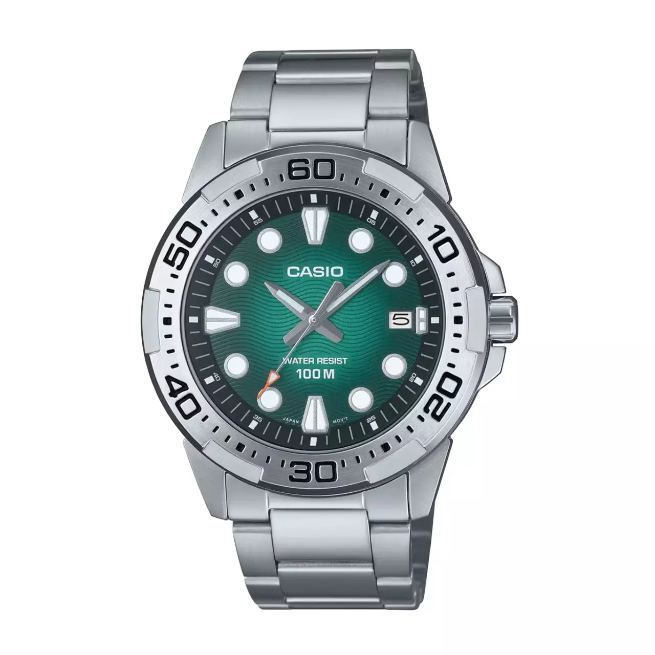 Casio Jam Tangan Pria - Silver Green - Stainless Steel - MTD-140D-3AVDF