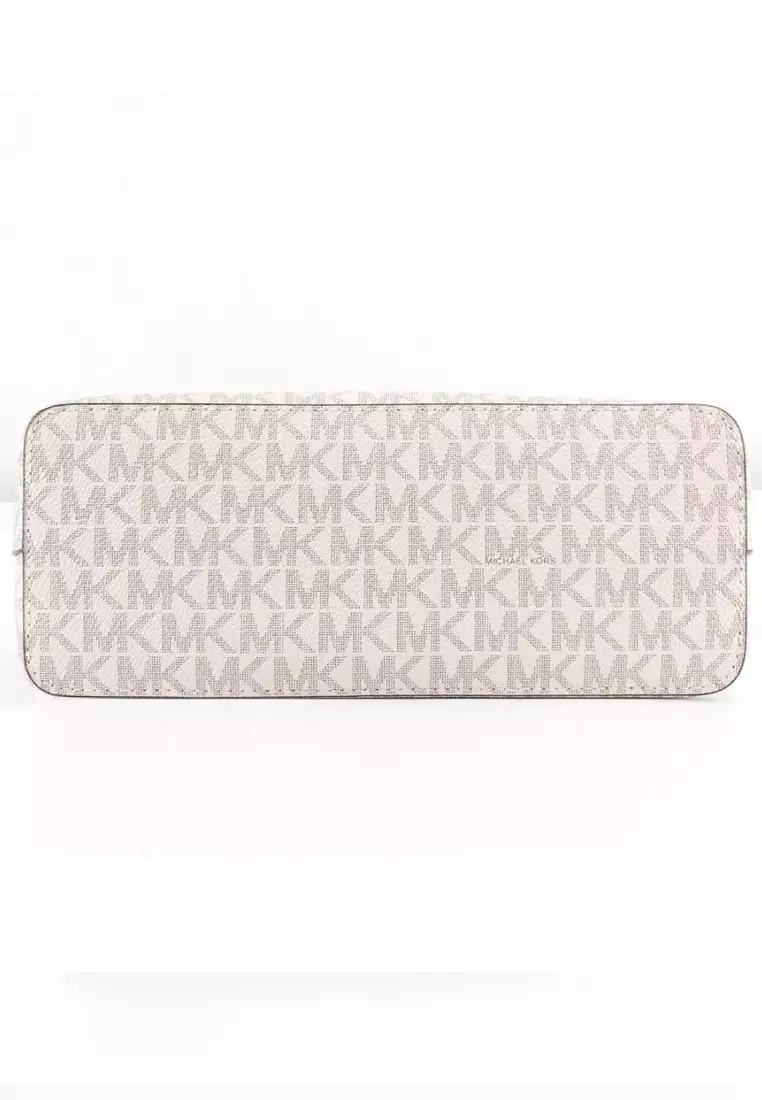 Jet Set Travel Medium Dome Crossbody Bag In Signature - Vanilla/Brown