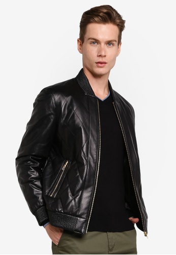 Buy Gay Giano Leather Bomber Jacket 2020 Online Zalora Philippines