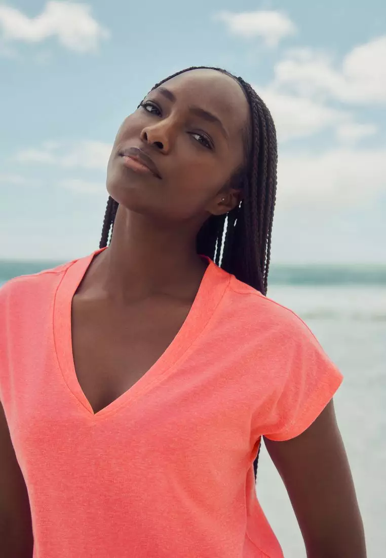 V-Neck Cap Sleeve T-Shirt