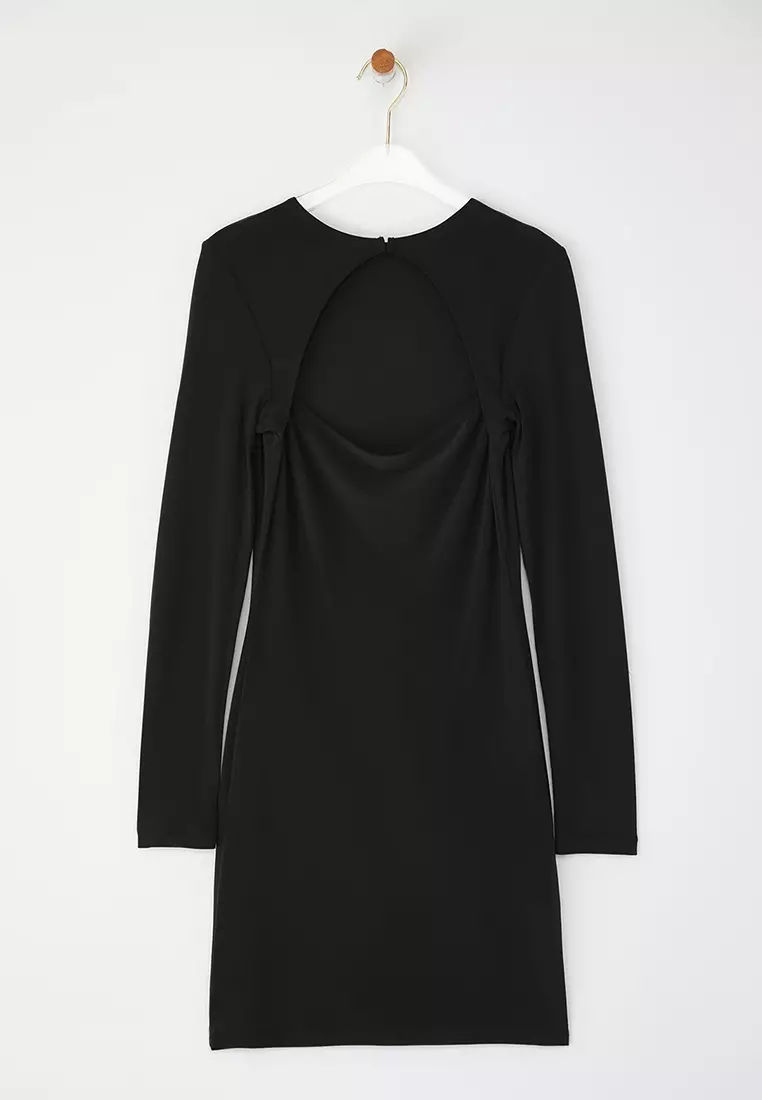 Black Bodycon Knitted Short Elegant Evening Night Graduation Dress TPRSS25EL00159